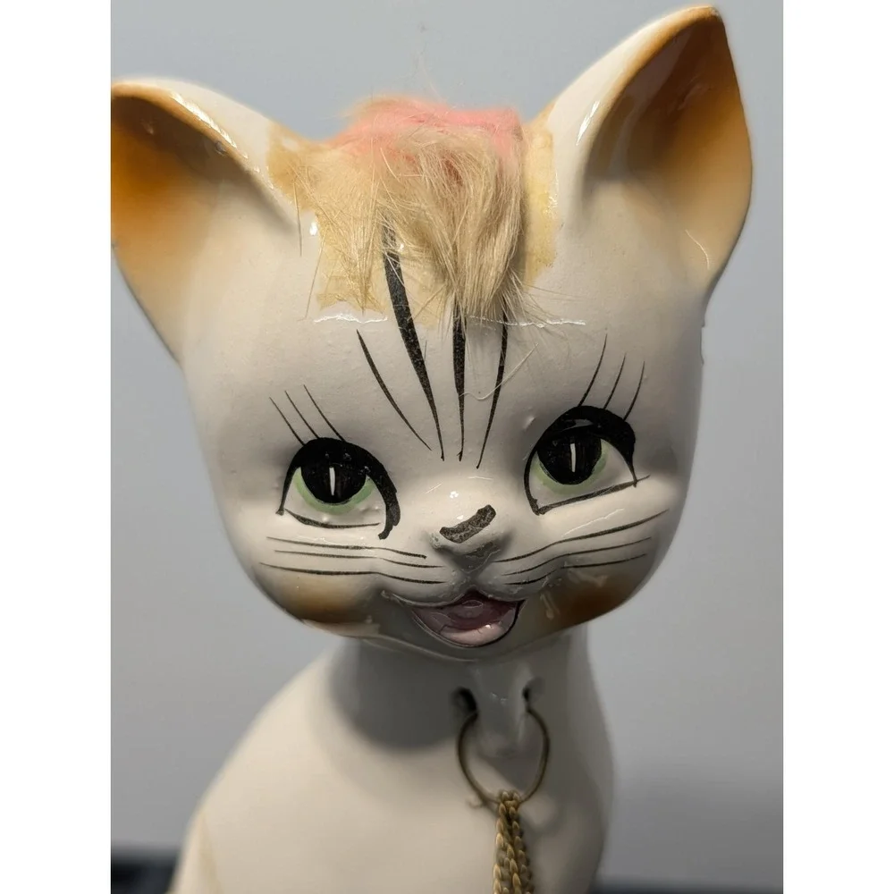 VTG Spaghetti‎ Cat Mom & Kittens Japan 1950s MCM Ceramic Kitsch Collectible Fig